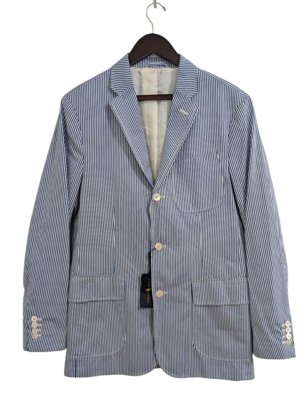 Polo Golf Ralph Lauren Striped Cotton Blazer Jacket 40R Blue White NWT
